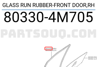 Nissan 803304M705 GLASS RUN RUBBER-FRONT DOOR,RH