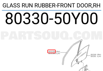 Nissan 8033050Y00 GLASS RUN RUBBER-FRONT DOOR,RH