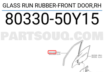 Nissan 8033050Y15 GLASS RUN RUBBER-FRONT DOOR,RH