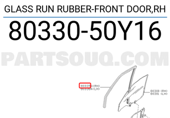 Nissan 8033050Y16 GLASS RUN RUBBER-FRONT DOOR,RH