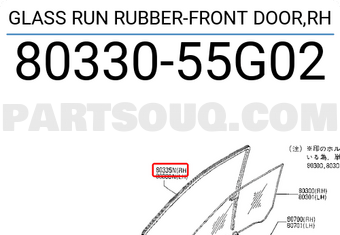 Nissan 8033055G02 GLASS RUN RUBBER-FRONT DOOR,RH