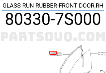 Nissan 803307S000 GLASS RUN RUBBER-FRONT DOOR,RH