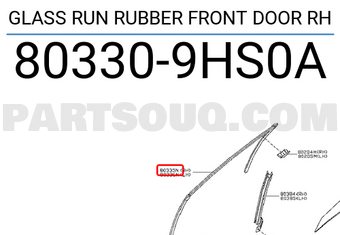 Nissan 803309HS0A GLASS RUN RUBBER FRONT DOOR RH