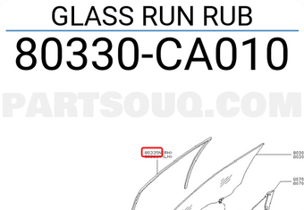 Nissan 80330CA010 GLASS RUN RUB