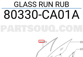 Nissan 80330CA01A GLASS RUN RUB