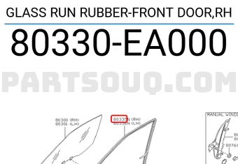 Nissan 80330EA000 GLASS RUN RUBBER-FRONT DOOR,RH