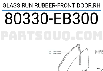 Nissan 80330EB300 GLASS RUN RUBBER-FRONT DOOR,RH