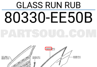 Nissan 80330EE50B GLASS RUN RUB