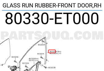 Nissan 80330ET000 GLASS RUN RUBBER-FRONT DOOR,RH