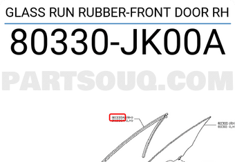 Nissan 80330JK00A GLASS RUN RUBBER-FRONT DOOR RH