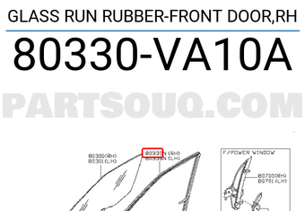 Nissan 80330VA10A GLASS RUN RUBBER-FRONT DOOR,RH