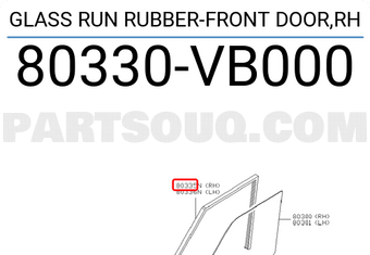 Nissan 80330VB000 GLASS RUN RUBBER-FRONT DOOR,RH