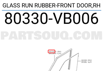 Nissan 80330VB006 GLASS RUN RUBBER-FRONT DOOR,RH