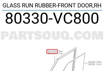 Nissan 80330VC800 GLASS RUN RUBBER-FRONT DOOR,RH