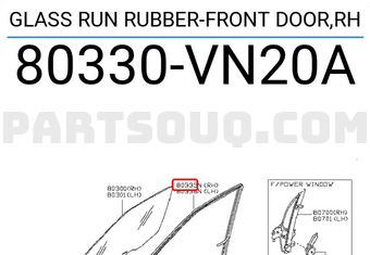 Nissan 80330VN20A GLASS RUN RUBBER-FRONT DOOR,RH