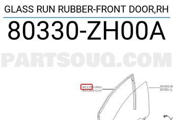 Nissan 80330ZH00A GLASS RUN RUBBER-FRONT DOOR,RH