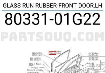 Nissan 8033101G22 GLASS RUN RUBBER-FRONT DOOR,LH