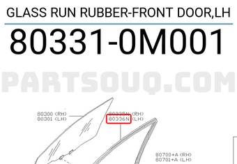 Nissan 803310M001 GLASS RUN RUBBER-FRONT DOOR,LH