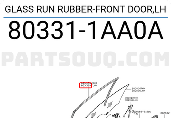 Nissan 803311AA0A GLASS RUN RUBBER-FRONT DOOR,LH