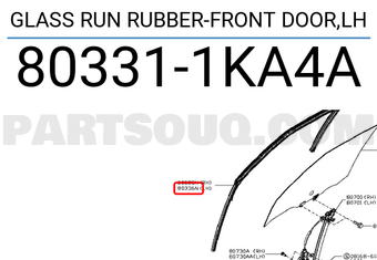 Nissan 803311KA4A GLASS RUN RUBBER-FRONT DOOR,LH