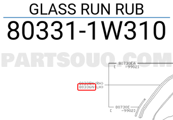 Nissan 803311W310 GLASS RUN RUB