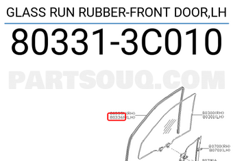 Nissan 803313C010 GLASS RUN RUBBER-FRONT DOOR,LH