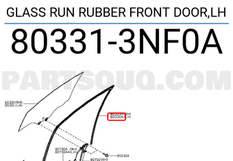 Nissan 803313NF0A GLASS RUN RUBBER FRONT DOOR,LH