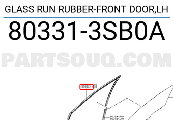 Nissan 803313SB0A GLASS RUN RUBBER-FRONT DOOR,LH