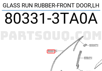 Nissan 803313TA0A GLASS RUN RUBBER-FRONT DOOR,LH