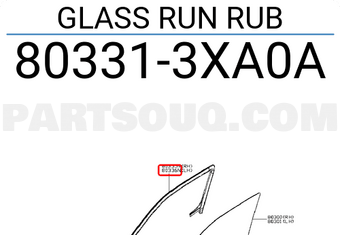Nissan 803313XA0A GLASS RUN RUB
