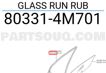 Nissan 803314M701 GLASS RUN RUB
