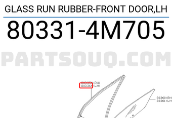 Nissan 803314M705 GLASS RUN RUBBER-FRONT DOOR,LH