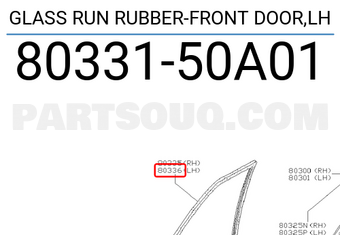 Nissan 8033150A01 GLASS RUN RUBBER-FRONT DOOR,LH