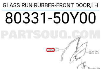Nissan 8033150Y00 GLASS RUN RUBBER-FRONT DOOR,LH