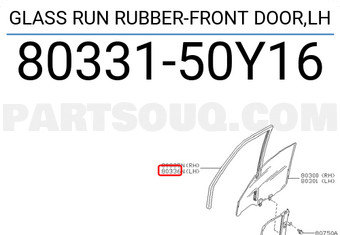 Nissan 8033150Y16 GLASS RUN RUBBER-FRONT DOOR,LH