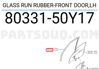 Nissan 8033150Y17 GLASS RUN RUBBER-FRONT DOOR,LH