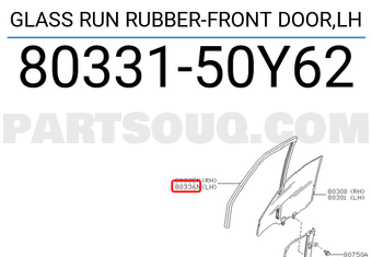 Nissan 8033150Y62 GLASS RUN RUBBER-FRONT DOOR,LH