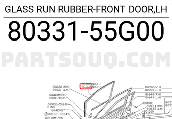 Nissan 8033155G00 GLASS RUN RUBBER-FRONT DOOR,LH