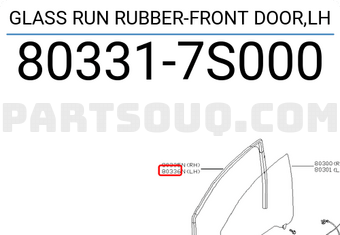 Nissan 803317S000 GLASS RUN RUBBER-FRONT DOOR,LH