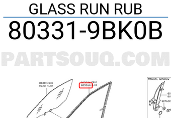 Nissan 803319BK0B GLASS RUN RUB