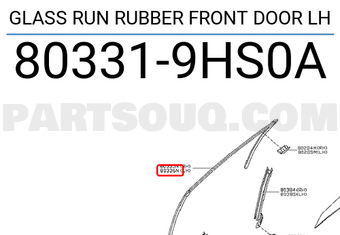 Nissan 803319HS0A GLASS RUN RUBBER FRONT DOOR LH