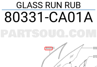 Nissan 80331CA01A GLASS RUN RUB
