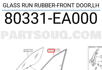 Nissan 80331EA000 GLASS RUN RUBBER-FRONT DOOR,LH