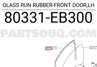Nissan 80331EB300 GLASS RUN RUBBER-FRONT DOOR,LH