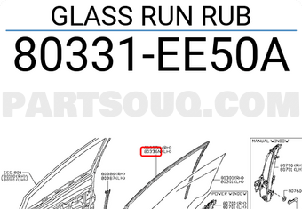 Nissan 80331EE50A GLASS RUN RUB