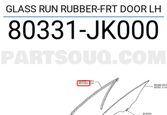 Nissan 80331JK000 GLASS RUN RUBBER-FRT DOOR LH