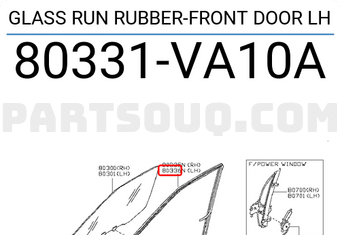 Nissan 80331VA10A GLASS RUN RUBBER-FRONT DOOR LH