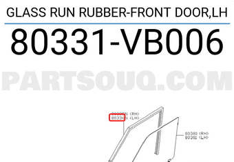 Nissan 80331VB006 GLASS RUN RUBBER-FRONT DOOR,LH
