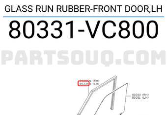 Nissan 80331VC800 GLASS RUN RUBBER-FRONT DOOR,LH