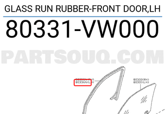 Nissan 80331VW000 GLASS RUN RUBBER-FRONT DOOR,LH